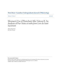 Messiaen&acirc;&bull;Žs Use of Plainchant After Vatican II: An Analysis of Puer