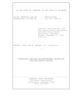 ancestry.com inc. : consolidated shareholder litigation