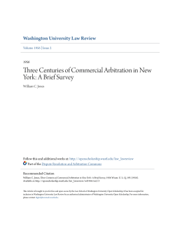 Three Centuries of Commercial Arbitration in New York: A Brief Survey