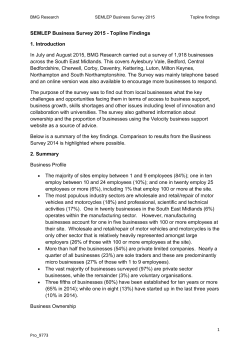 SEMLEP Business Survey 2015 - Topline Findings 1. Introduction In