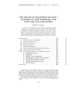 The Senate in Transition or How I Learned to Stop Worrying and