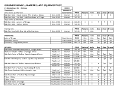 GULLIVER SWIM CLUB APPAREL AND EQUIPMENT LIST