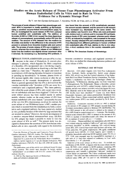 Studies on the Acute Release of Tissue-Type