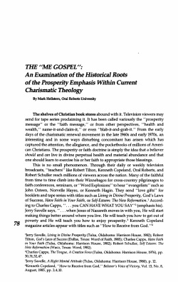 THE "ME GOSPEL": An Examination of the Historical Roots of the