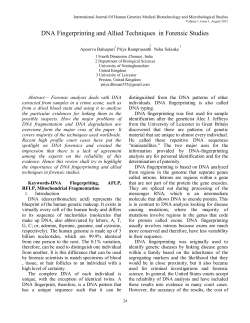 DNA Fingerprinting and Allied Techniques in Forensic