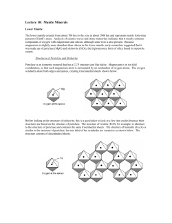 Lecture 10: Mantle Minerals