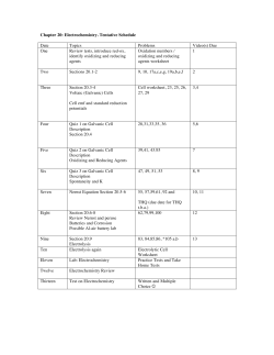 Chapter 20: Electrochemistry. Tentative Schedule Date Topics