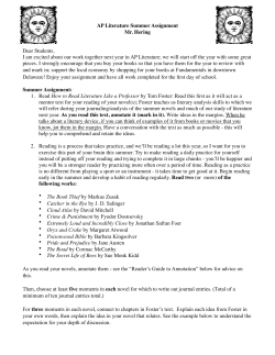 AP lit summer assignment 2015