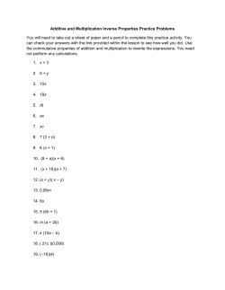 Additive and Multiplication Inverse Properties Practice