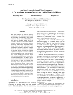 Auditory Synaesthesia and Near Synonyms: A Corpus