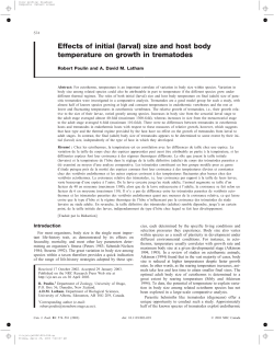 Effects of initial (larval) size and host body temperature on growth in