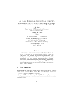 On some designs and codes from primitive representations of some