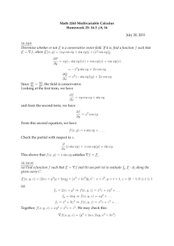 Math 2263 Multivariable Calculus Homework 25: 16.3 - Math-UMN