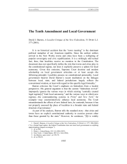 The Tenth Amendment and Local Government
