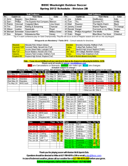 BSSC Coed Soccer League Schedule