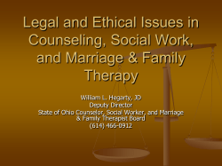 Legal and Ethical Issues in Counseling, Social Work, and Marriage