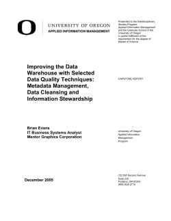 Improving the Data Warehouse with Selected Data