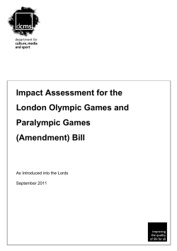 Impact Assessment for the London Olympic Games and Paralympic