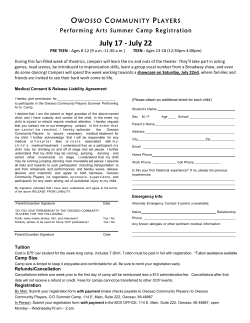 Camp Registration Form - Owosso Community Players