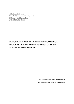 budgetary and management control process in a manufacturing