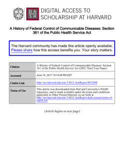 A History of Federal Control of Communicable Diseases: Section