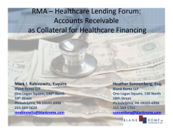 Accounts Receivable RMA &ndash; Healthcare Lending