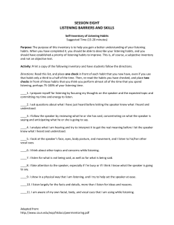 SESSION EIGHT LISTENING BARRIERS AND SKILLS