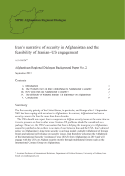 Iran`s narrative of security in Afghanistan and the feasibility of Iranian