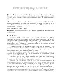SHOULD WE SOLVE PLATEAU`S PROBLEM AGAIN? Guy David