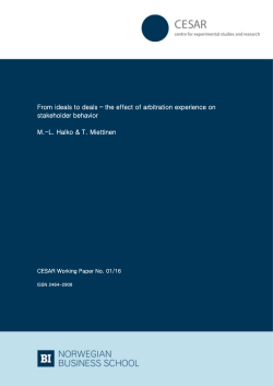 CESAR Working paper 1/16