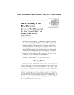 Emerson`s &ldquo;Focal Distancing,&rdquo; Du Bois` &ldquo;Second Sight,&rdquo;