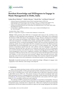 Resident Knowledge and Willingness to Engage in Waste