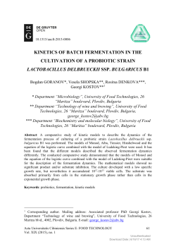 KINETICS OF BATCH FERMENTATION IN THE CULTIVATION OF A