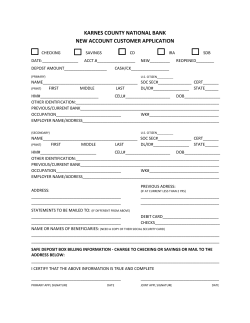 KARNES COUNTY NATIONAL BANK NEW ACCOUNT CUSTOMER