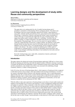 Learning designs and the development of study skills: Reuse and