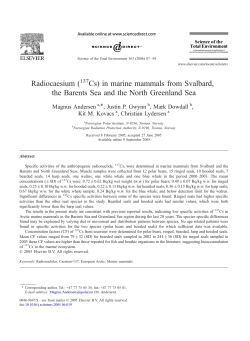 ( Cs) in marine mammals from Svalbard, the Barents