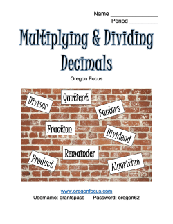 Fraction Remainder Quotient - Grants Pass School District 7