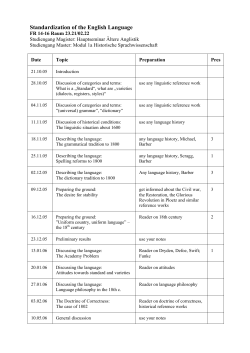 Standardization of the English Language