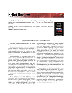 Aggressive Russian Nationalism: Cause and Prevention - H-Net