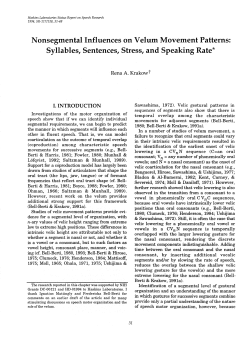 Nonsegmental Influences on Velum Movement Patterns: Syllables