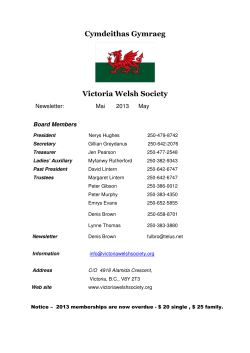 May 2013 Newsletter - Victoria Welsh Society