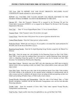 INSTRUCTIONS FOR FORM 3000: SEVERANCE TAX REPORT GAS