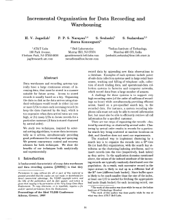 Incremental Organization for Data Recording and Warehousing