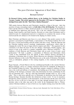 The post-Christian humanism of Karl Marx