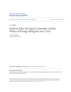Anthony Eden, the Egypt Committee, and the