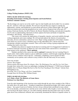 Spring 2015 College Writing Seminars (WRTG 101)