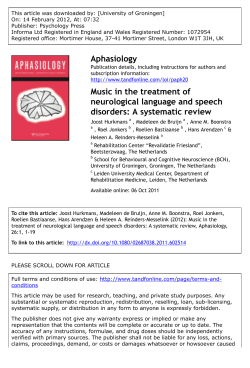 Music in the treatment of neurological language and speech