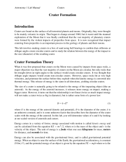 Crater Formation Introduction Crater Formation Theory