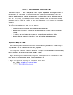 English 12 Summer Reading Assignment