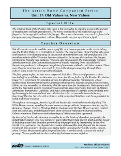 Unit 17: Old Values vs. New Values